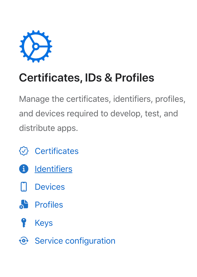 Certificates, IDs &amp; Profiles
