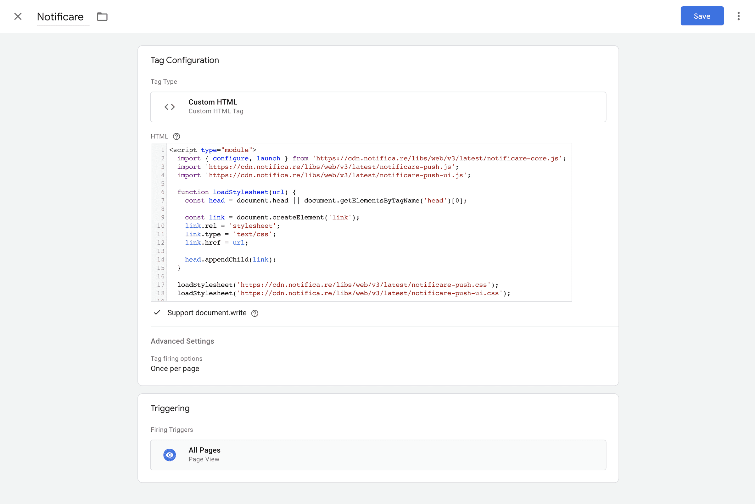Google Tag Manager example