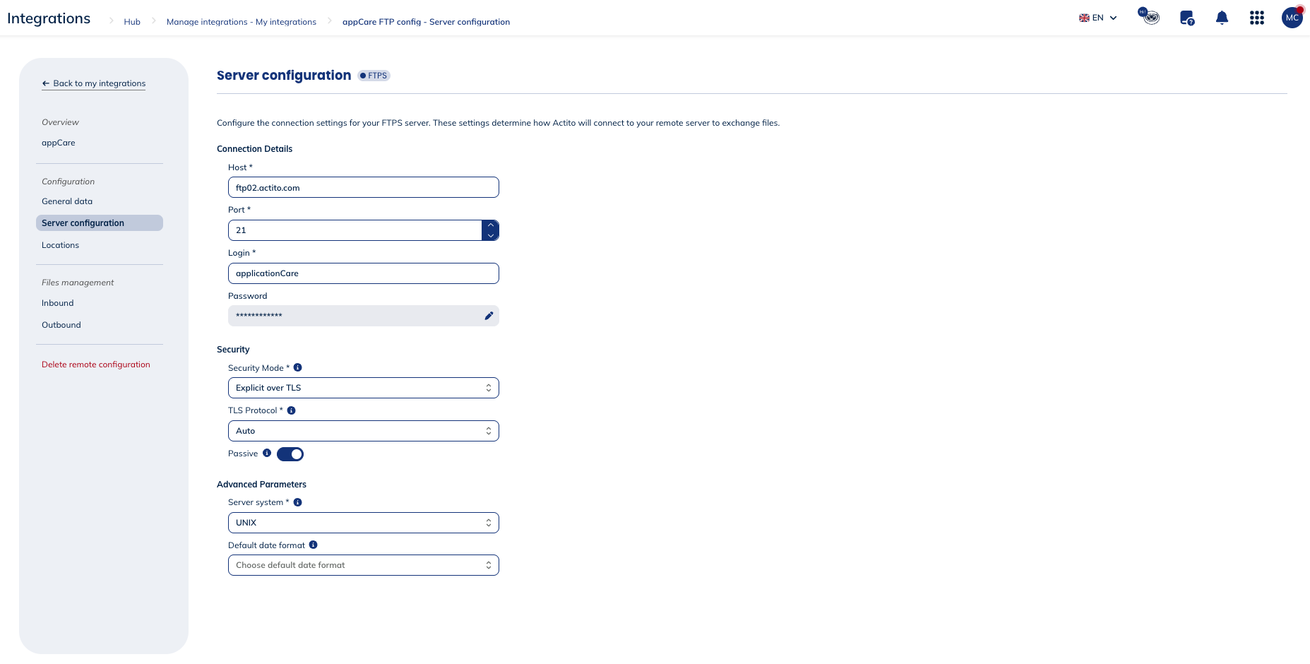 Server configuration