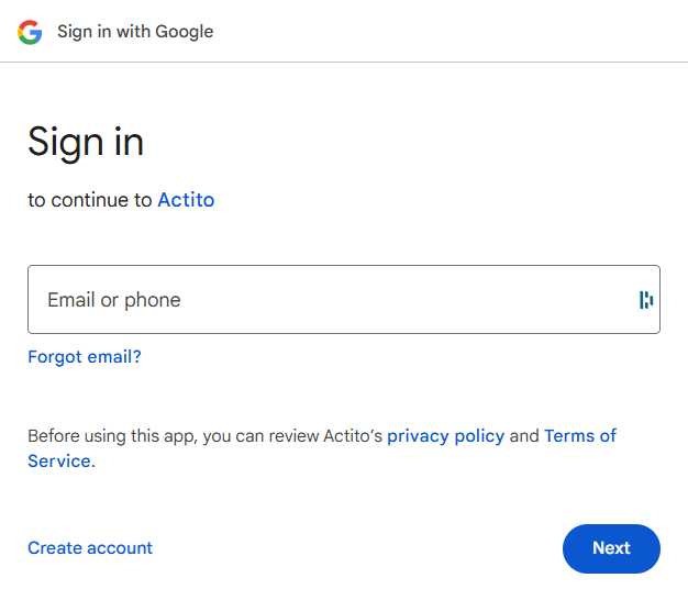Sign in to Google