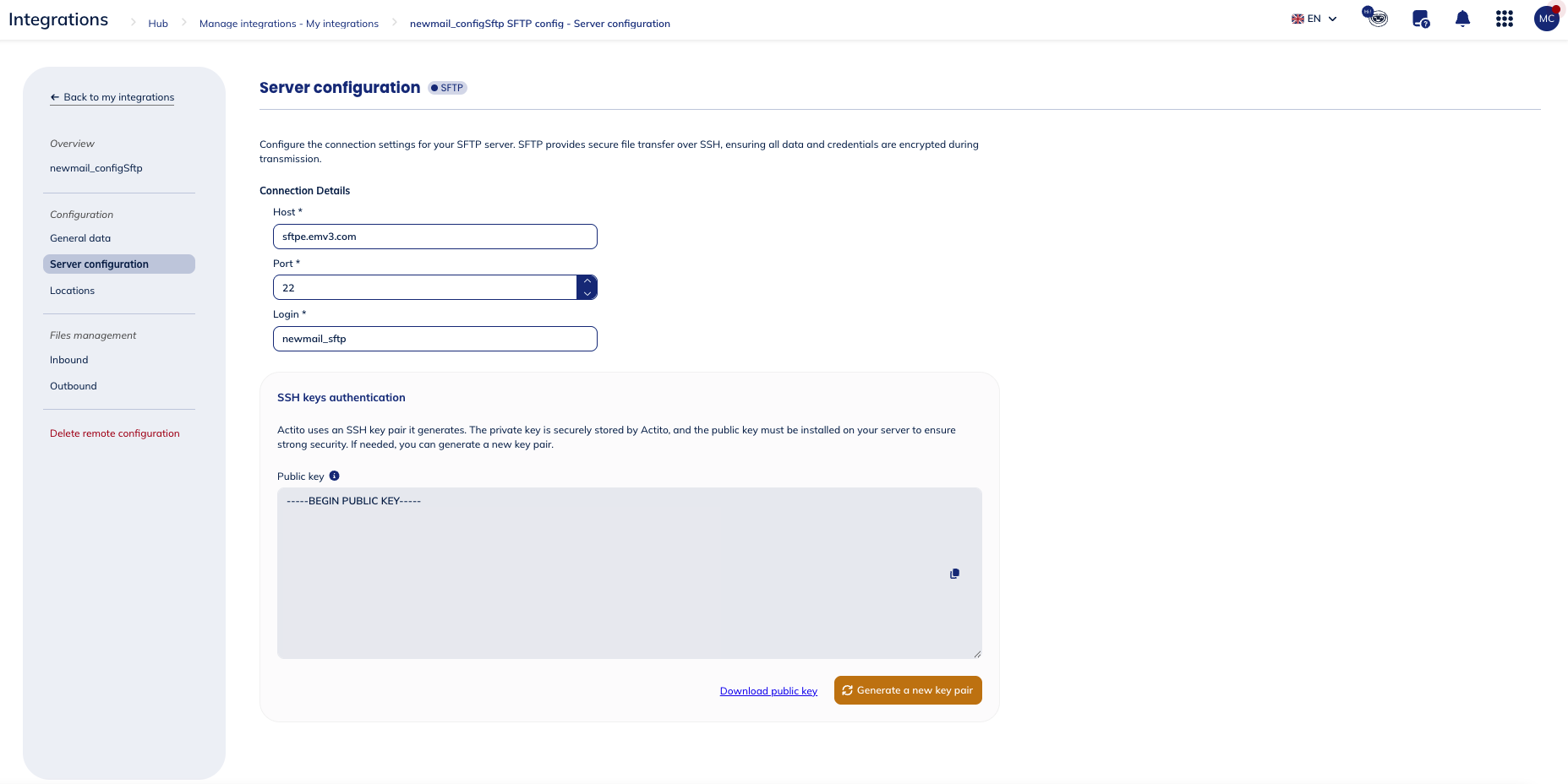 Server configuration